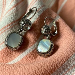 Cookie Lee Genuine Mother of Pearl & Crystal Earrings